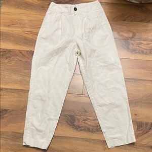 MNG high waisted, beige, pleated pants Cream Jumpsuit